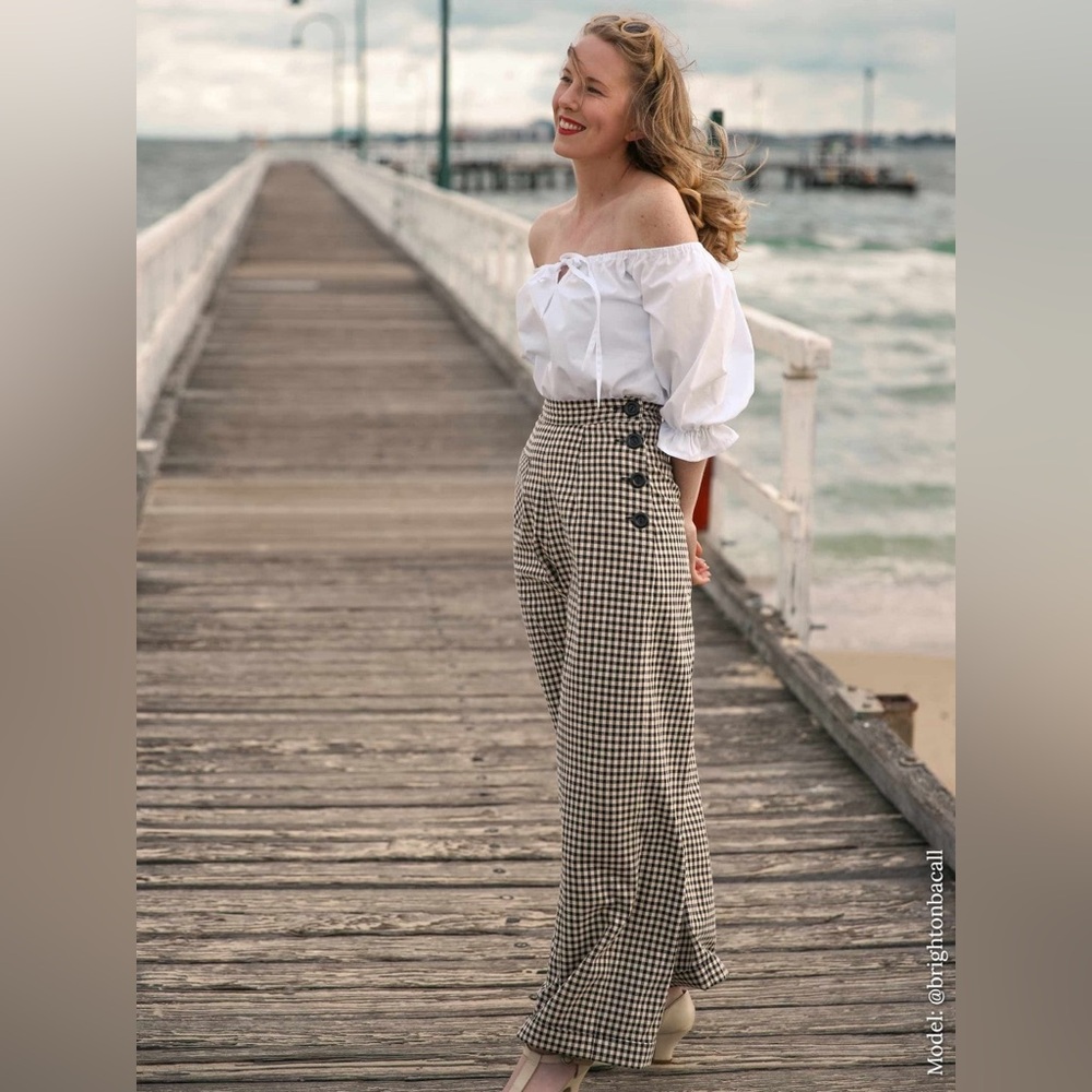 Vivien of Holloway Katharine Trousers in Black and Cream Gingham